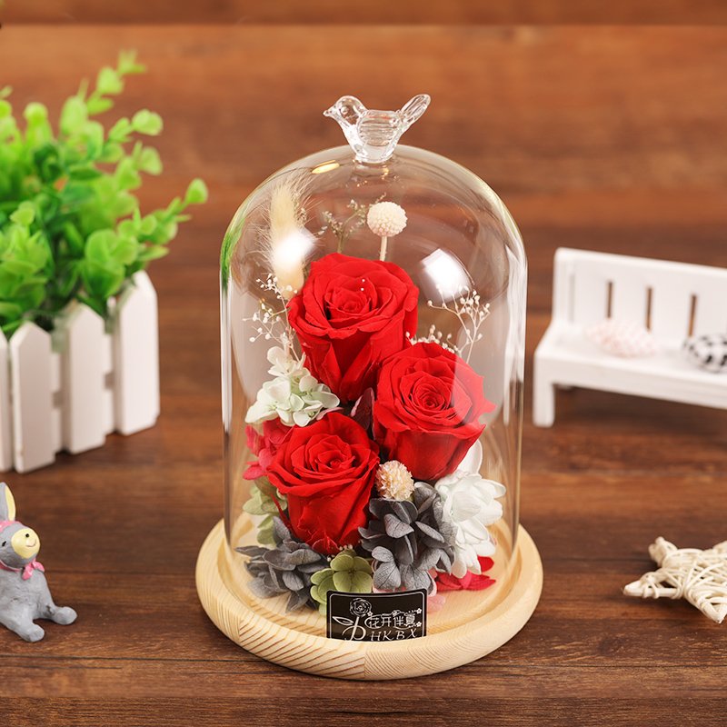 Red Rose Glass Dome