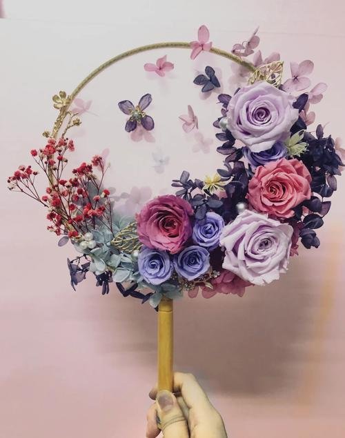 Preserved Flower Hand Fan